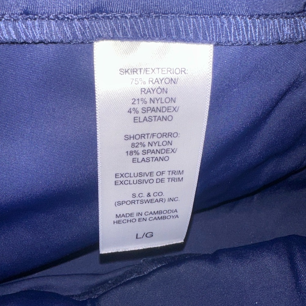 S.C.&Co. Blue Floral Pull-on Skort L Stretchy Lined Pockets Golf Tennis NWOT - Picture 6 of 6
